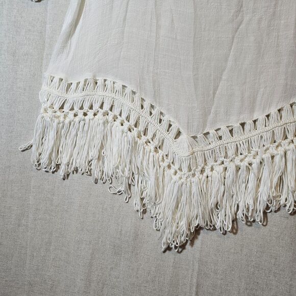 Chicos VNeck Macrame Sheer Top Blouse Women 3 XL White Fringe Boho Cottage NWT - Picture 2 of 10